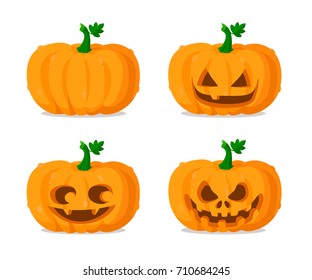 Halloween Pumpkins Set. Vector illustration