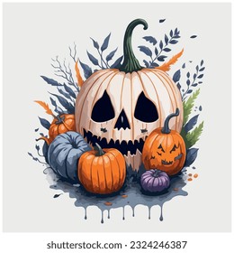 halloween pumpkins set vector image illustration