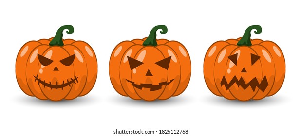 Halloween Pumpkins set vector isolated on white background