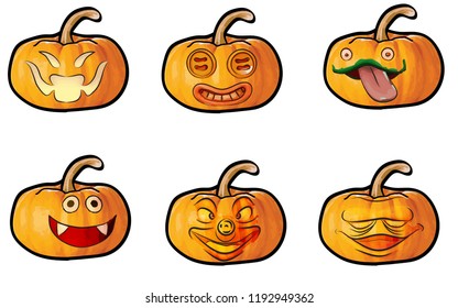 Halloween pumpkins set2.Vector illustration EPS10.