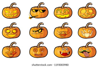Halloween pumpkins set3.Vector illustration EPS10.