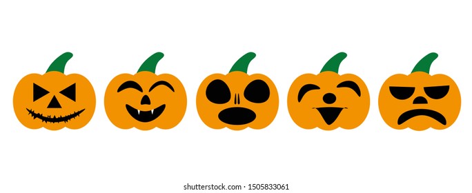 Halloween Pumpkins show different emotional expressions.