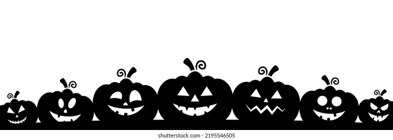 Cartel de la silueta de las calabazas de Halloween. Vector aislado en blanco.