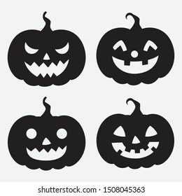 Halloween pumpkins silhouette icon set