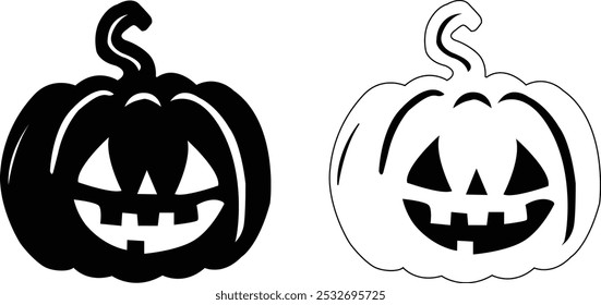 Halloween Pumpkins Silhouette, Scary Spooky Carving Pumpkins.