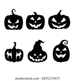 Halloween Pumpkins Silhouette Vector isolated on white background