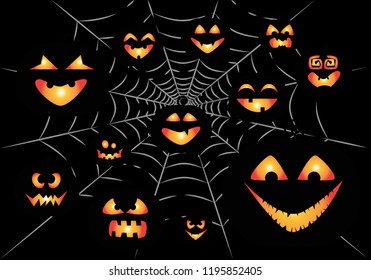 Halloween pumpkins silhouette,vector