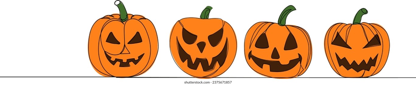 Halloween pumpkins, sketch isolated vector