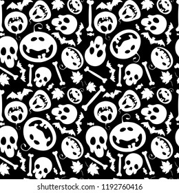 Halloween pumpkins and skulls seamless pattern