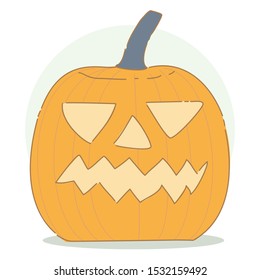 Halloween pumpkins with soft green background, hand drawn with doodle illustration design