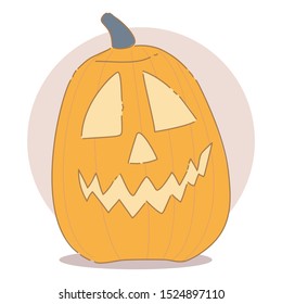 Halloween pumpkins with soft pink background, hand drawn with doodle illustration design