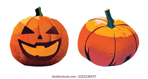 Halloween pumpkins spooky Vector illustration.