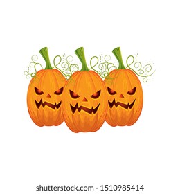 halloween pumpkins traditional isolated icon