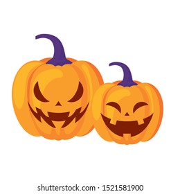 halloween pumpkins traditional isolated icon vector illustration design