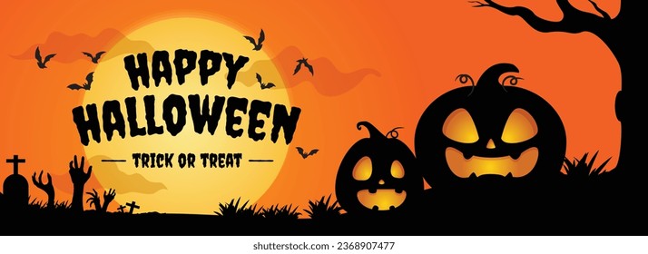 halloween pumpkins trick or treat,black pumpkins silhouette. halloween night background.