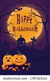 Halloween pumpkins under the moonlight