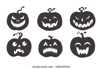 Halloween pumpkins with various expressions