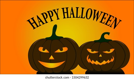 Halloween Pumpkins vector. Halloween card  Background illustration.