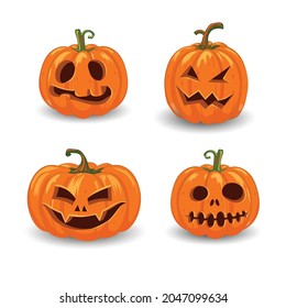 Halloween pumpkins vector with different of faces