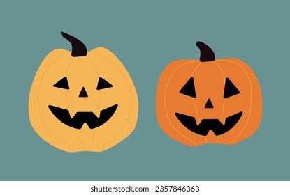 Halloween pumpkins. Vector flat illustration.