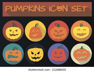 Halloween pumpkins vector icon set