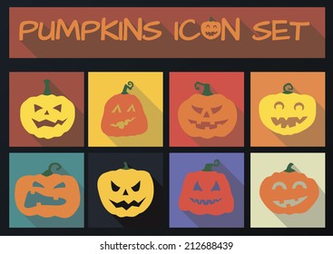 Halloween pumpkins vector icon set