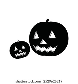 Ilustración vectorial de calabazas de Halloween. Caras de calabazas de miedo para decoraciones de halloween.