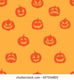 Halloween pumpkins vector seamless pattern. Texture for textile, paper print.