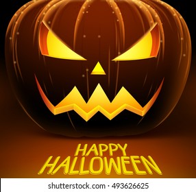 Halloween pumpkins in vector with set of different faces for icons and decorations in dark background. Vector illustration.
