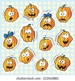 Halloween pumpkins - vector stickers set