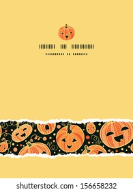 Halloween pumpkins vertical torn frame seamless pattern background