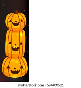 Halloween pumpkins with white page,  vector, banner, invitation, card, illustration.