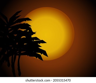 Calabazas de Halloween y lobo sobre fondo de la luna llena, vector e ilustración.
