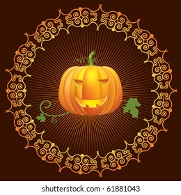 Halloween pumpkin.Vector postcard