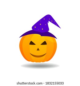Halloween pumpkin-witch icon vector image. Isolated pumpkin for design. Halloween symbol.