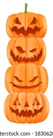 Halloween pumps in a row. Pumpkin vector illustration.