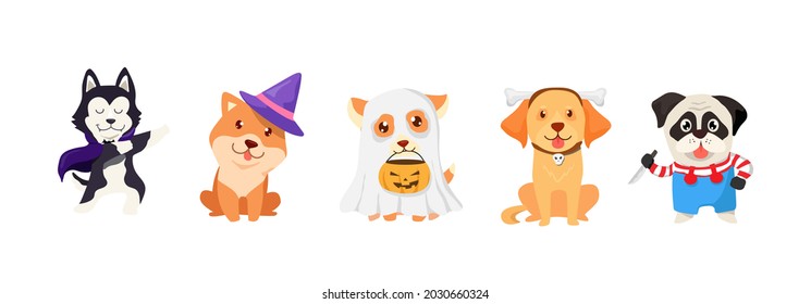 Collection Halloween Silhouettes Icons Characters Shape Stock Vector ...