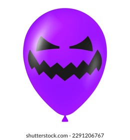 Halloween purple balloon illustration with scary and funny face