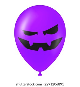 Halloween purple balloon illustration with scary and funny face