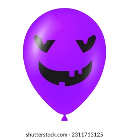 Halloween purple balloon illustration with scary and funny face
