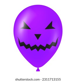 Halloween purple balloon illustration with scary and funny face