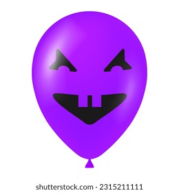 Halloween purple balloon illustration with scary and funny face