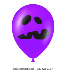 Halloween purple balloon illustration with scary and funny face