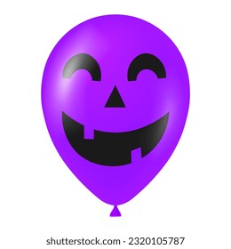 Halloween purple balloon illustration with scary and funny face