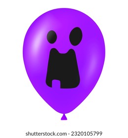 Halloween purple balloon illustration with scary and funny face