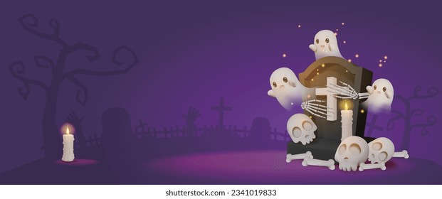 Halloween purple spooky background for poster, card, sale, party