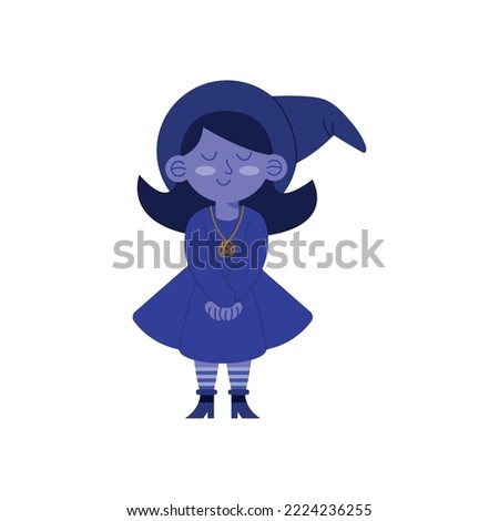 halloween purple witch standing character