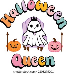 Halloween Queen cute retro Halloween vector illustration.