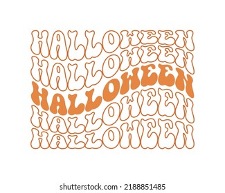 Halloween quote retro wavy outlined typography sublimation SVG on white background