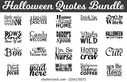 Paquete de citas de Halloween, Citas sobre Halloween, archivos de corte feliz, archivos de eps, un paquete SVG aterrador